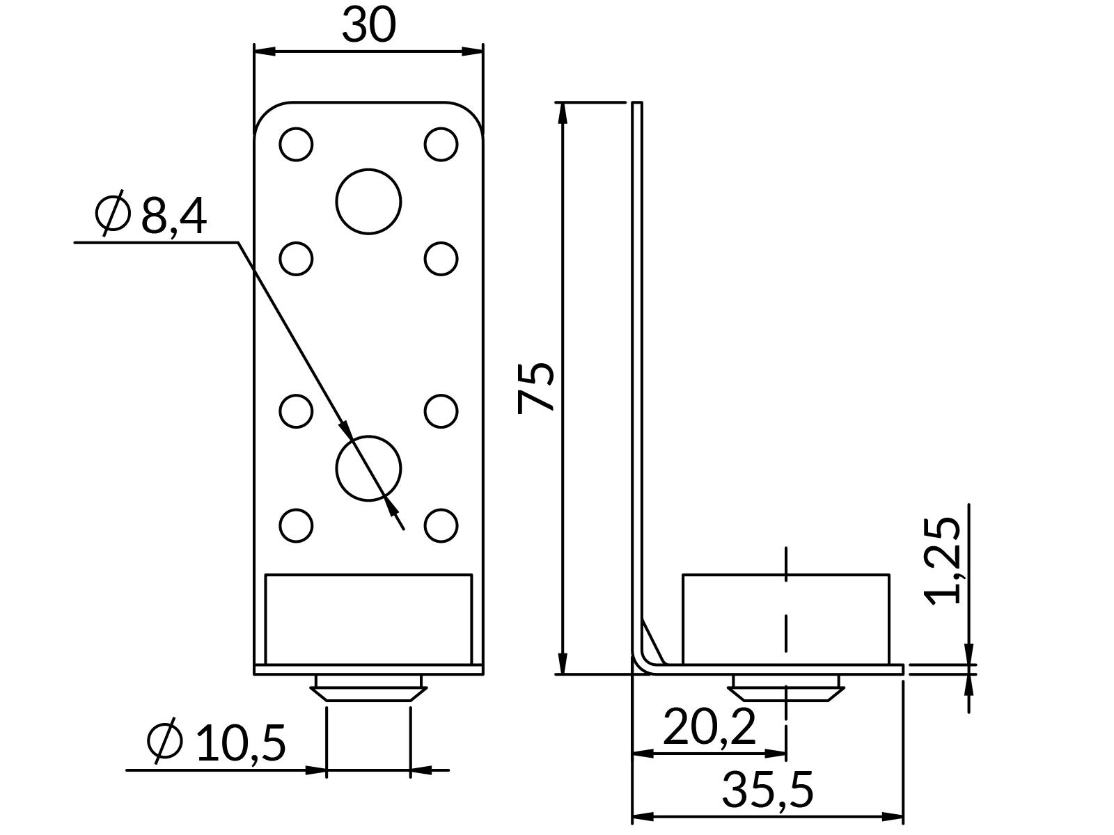 Mocowania typu LUW-L, LUW-Z, LUW-V